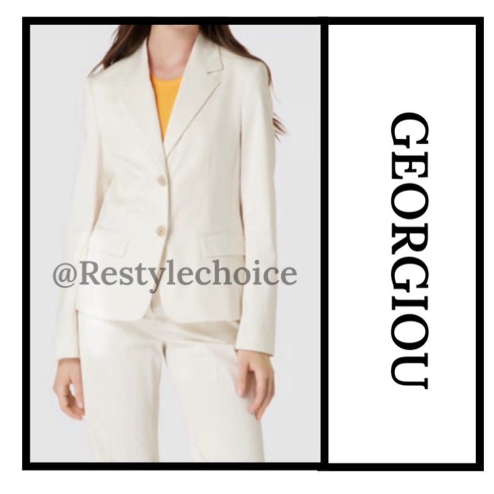 GEORGIOU STUDIO PEARL WHITE BLAZER WOMEN VINTAGE 2 BUTTON SIZE 8